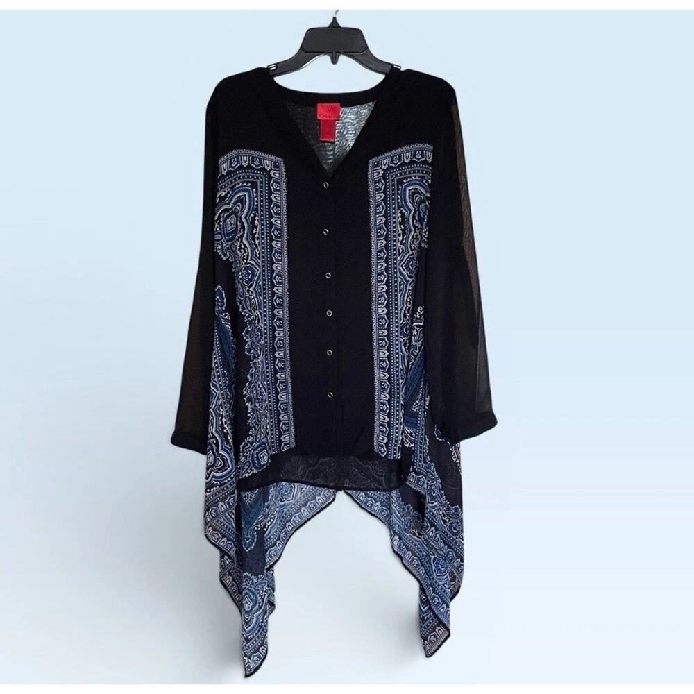 3 Pcs.Summer Capsule Outfits White Capri Pants, Blue Red Tunic Tops Plus 16W 1X - Picture 13 of 15